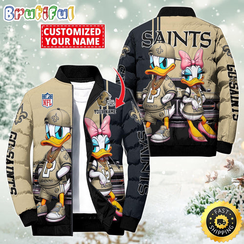 NFL New Orleans Saints Puffer Jacket Donald Duck Custom Jacket