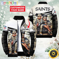 NFL New Orleans Saints Puffer Jacket Mickey Minnie Jacket