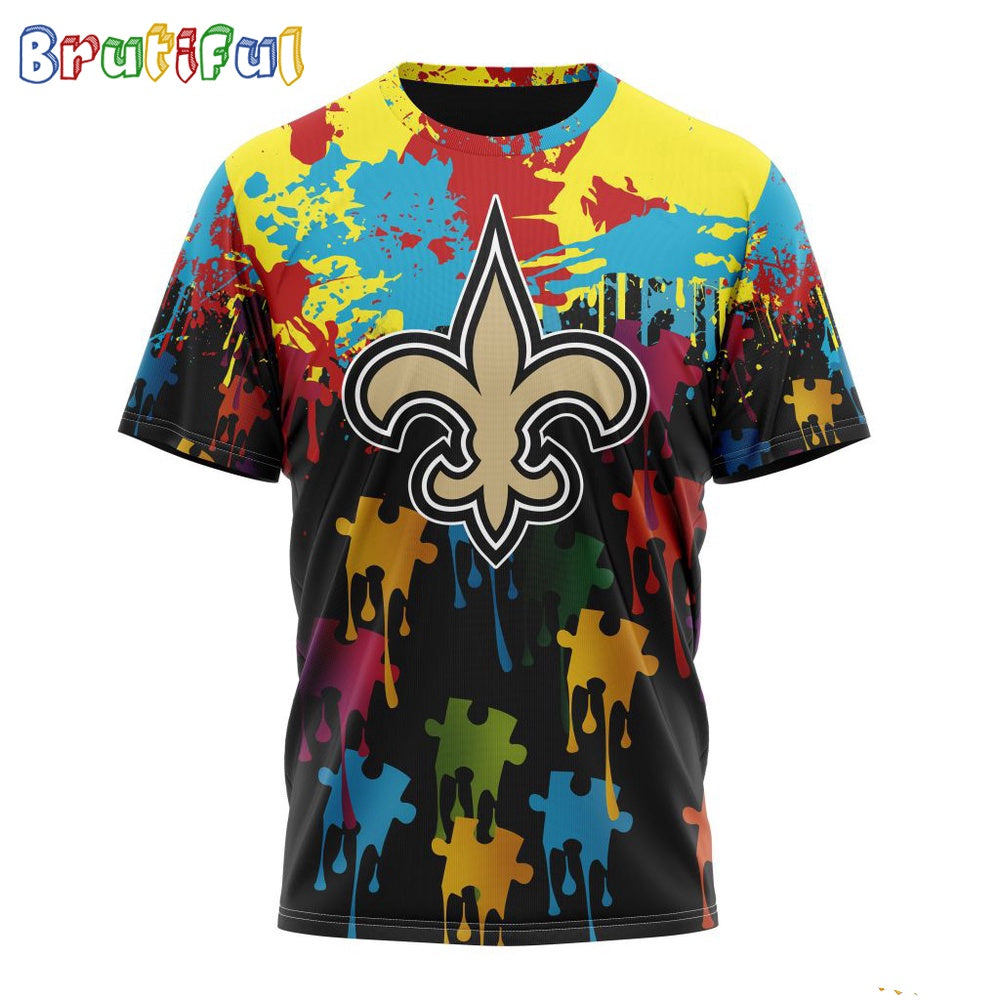NFL New Orleans Saints T-Shirt Special Autism Awareness Design Football T-Shirt