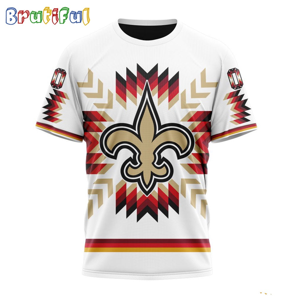 NFL New Orleans Saints T-Shirt Special Design With Native Pattern