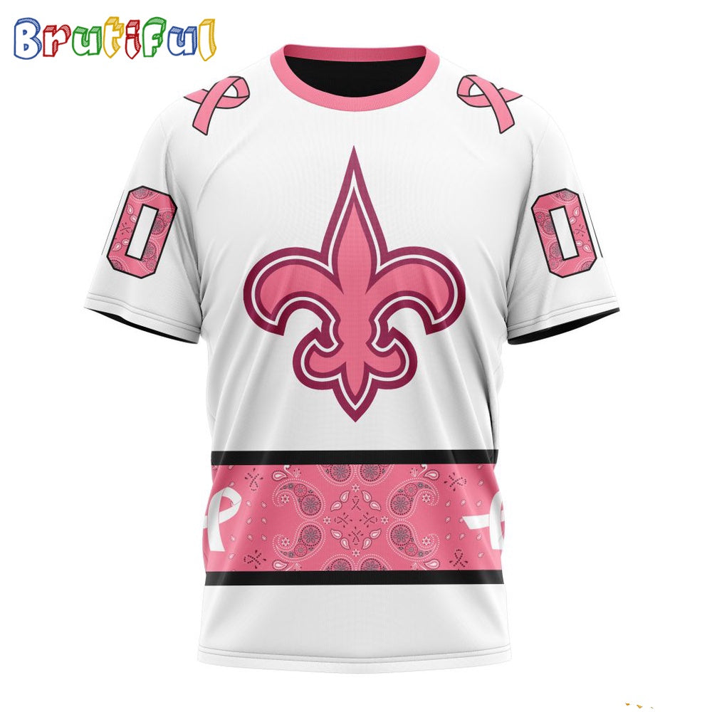 NFL New Orleans Saints T-Shirt Special Pink Design Fight Breast Cancer