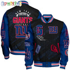 NFL New York Giants Baseball Jacket Print Logo Team Football Jacket