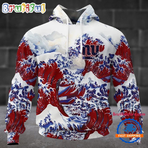 NFL New York Giants Football Great Wave All Over Print Hoodie