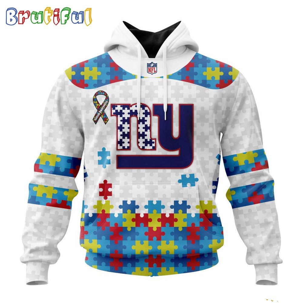 NFL New York Giants Hoodie Special Autism Awareness Design 3D Hoodie