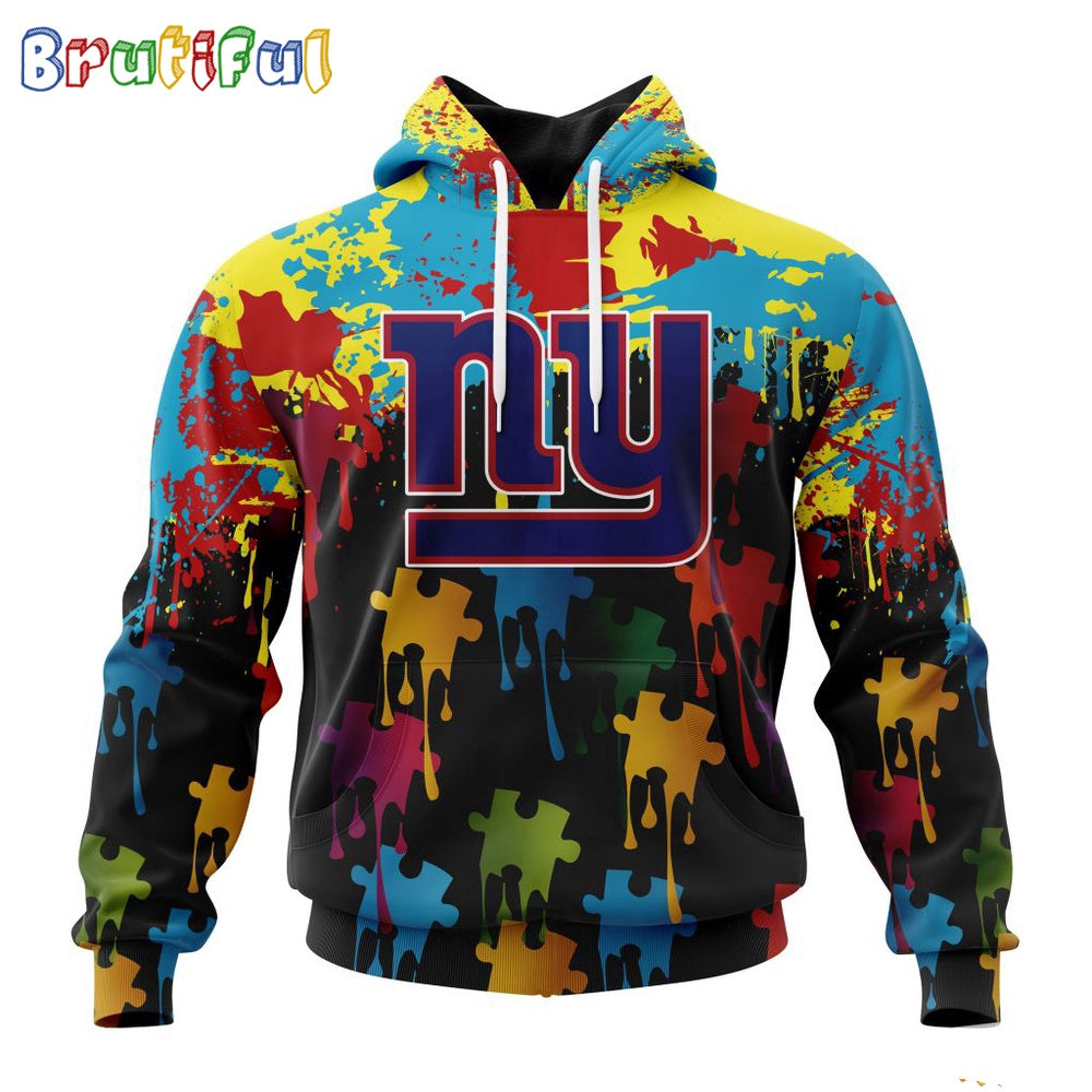 NFL New York Giants Hoodie Special Autism Awareness Design Football Hoodie