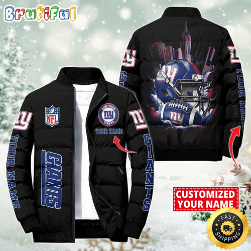 NFL New York Giants Puffer Jacket City Logo Print Jacket For Fans
