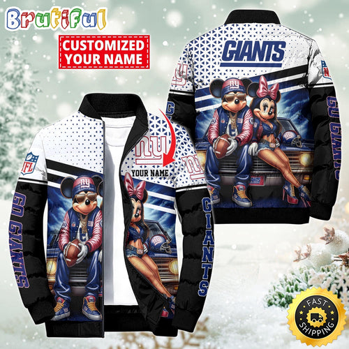 NFL New York Giants Puffer Jacket Mickey Minnie Jacket