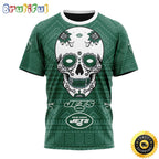 NFL New York Jets All Over Print 3D T Shirt Specialized Kits For Dia De Muertos Show Your Team Spirit