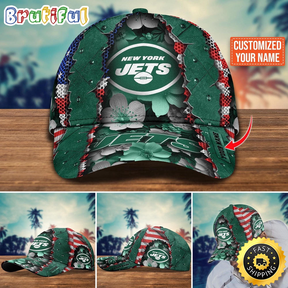 NFL New York Jets Baseball Cap Custom Name Football Cap For Fans