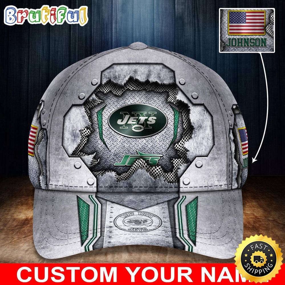 NFL New York Jets Baseball Cap Silver Metalic Pattern Cap