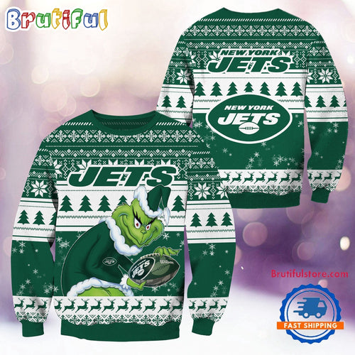 NFL New York Jets Football Grinch Christmas Ugly Sweater