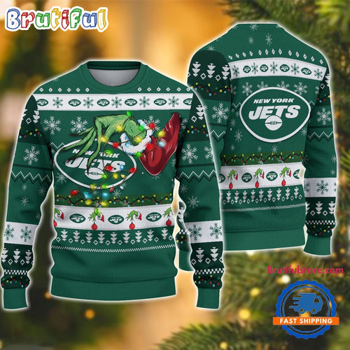 NFL New York Jets Special Grinch’s Hand Football Christmas Ugly Sweater