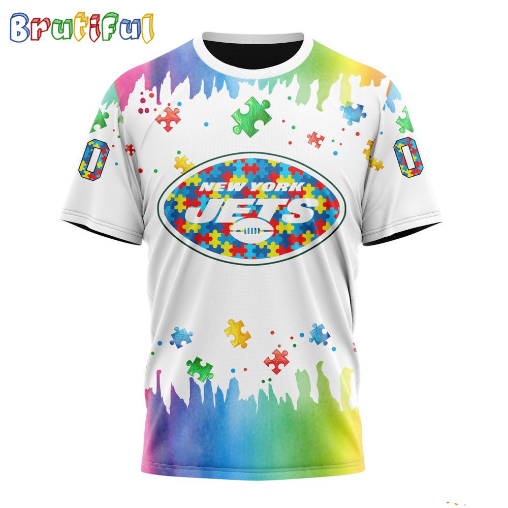 NFL New York Jets T-Shirt Special Autism Awareness Design All Over Print T-Shirt