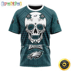NFL Philadelphia Eagles All Over Print 3D T Shirt Specialized Kits For Dia De Muertos Show Your Team Spirit