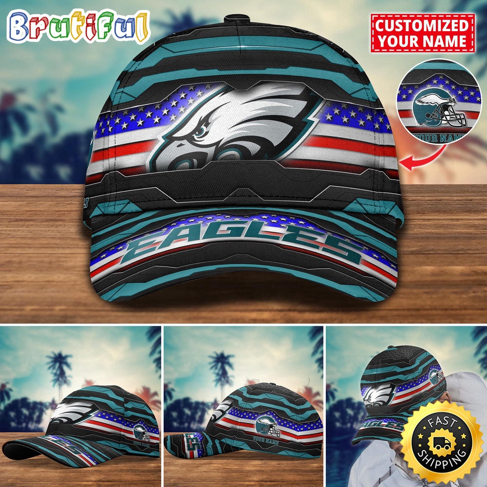 NFL Philadelphia Eagles Baseball Cap Flag Custom Name Cap
