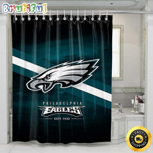 NFL Philadelphia Eagles Logo Shower Curtain Set For Bathroom Decor
