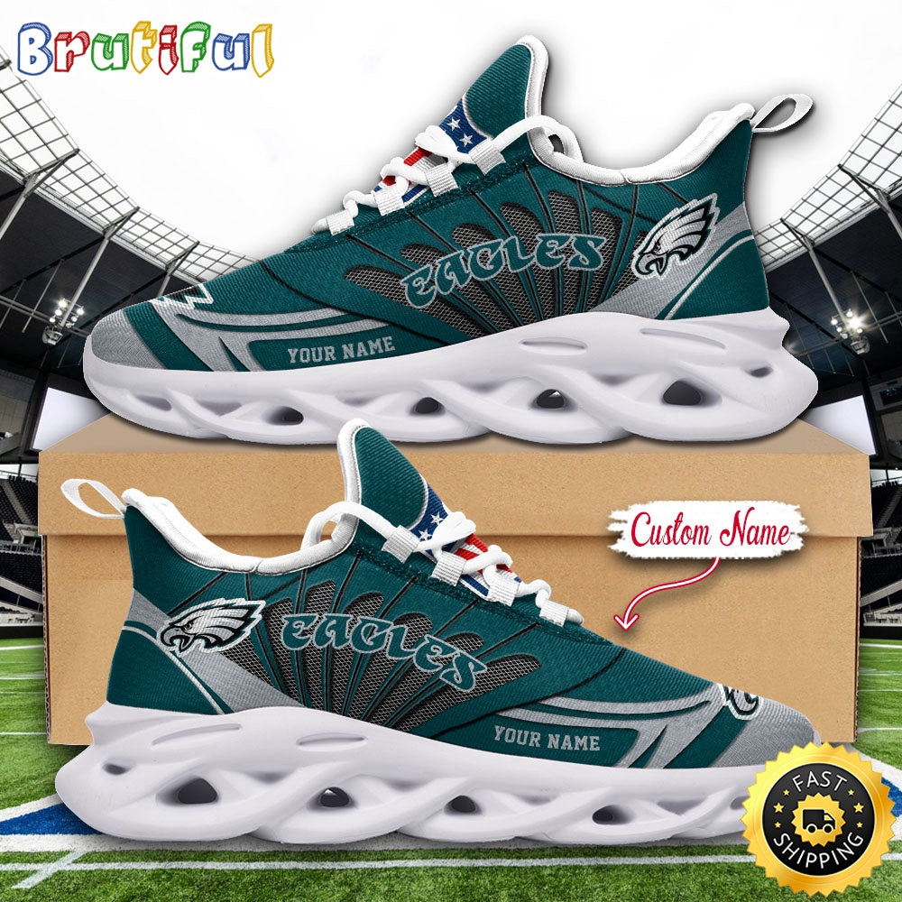 NFL Philadelphia Eagles Max Soul Shoes Custom Name Football Shoes Sports