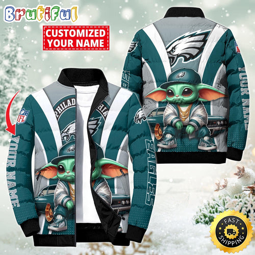 NFL Philadelphia Eagles Puffer Jacket Baby Yoda Custom Jacket