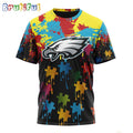 NFL Philadelphia Eagles T-Shirt Special Autism Awareness Design Football T-Shirt
