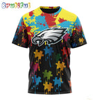 NFL Philadelphia Eagles T-Shirt Special Autism Awareness Design Football T-Shirt
