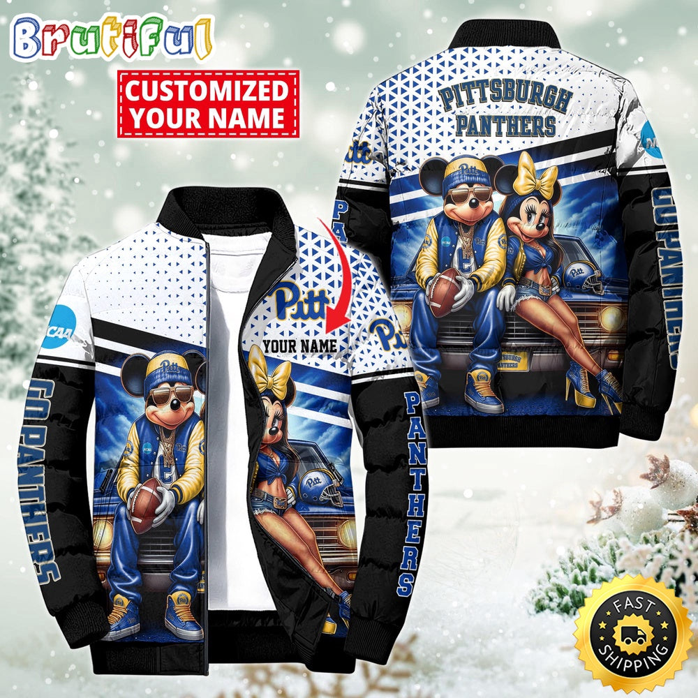 NFL Pittsburgh Panthers Puffer Jacket Mickey Minnie Jacket