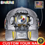NFL Pittsburgh Steelers Baseball Cap Silver Metalic Pattern Cap
