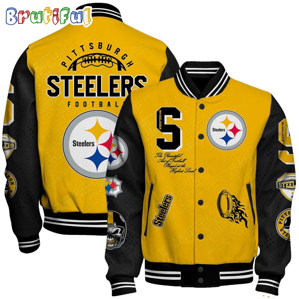 NFL Pittsburgh Steelers Baseball Jacket Print Logo Team Football Jacket