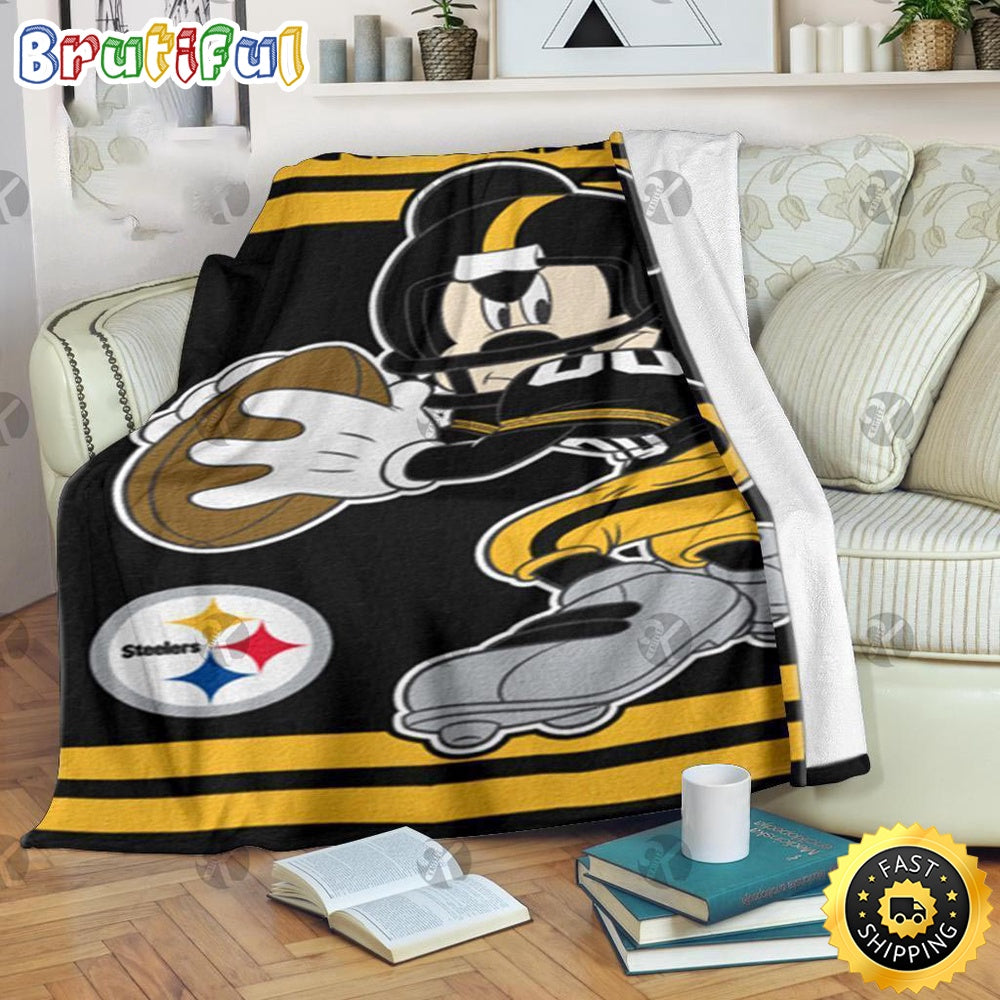 NFL Pittsburgh Steelers Blanket Mickey Mouse Blanket For Football Fan