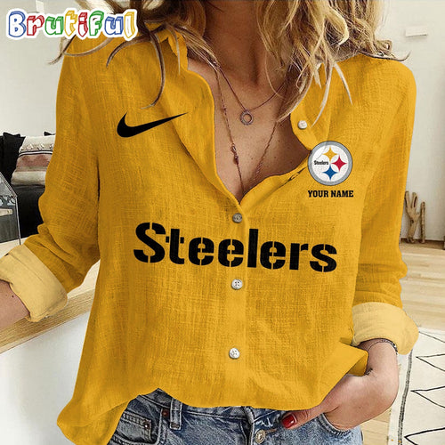 NFL Pittsburgh Steelers Custom Women Casual Shirt