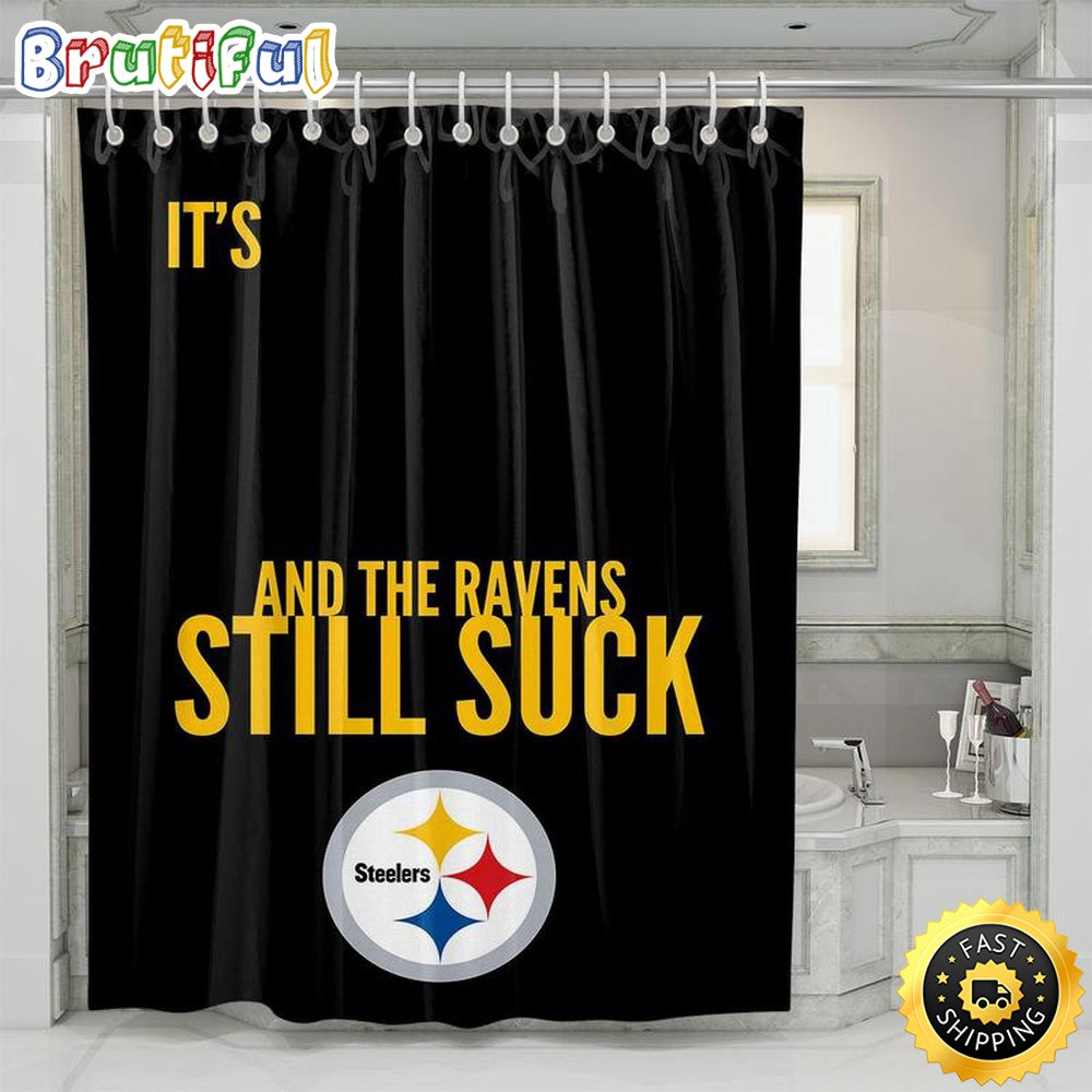 NFL Pittsburgh Steelers Football Shower Curtain Set For Bathroom Decor