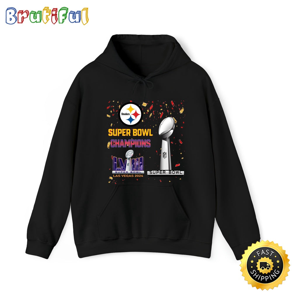 NFL Pittsburgh Steelers Hoodie Super Bowl LVIII 2024 Las Vegas Champions Unisex Hoodies