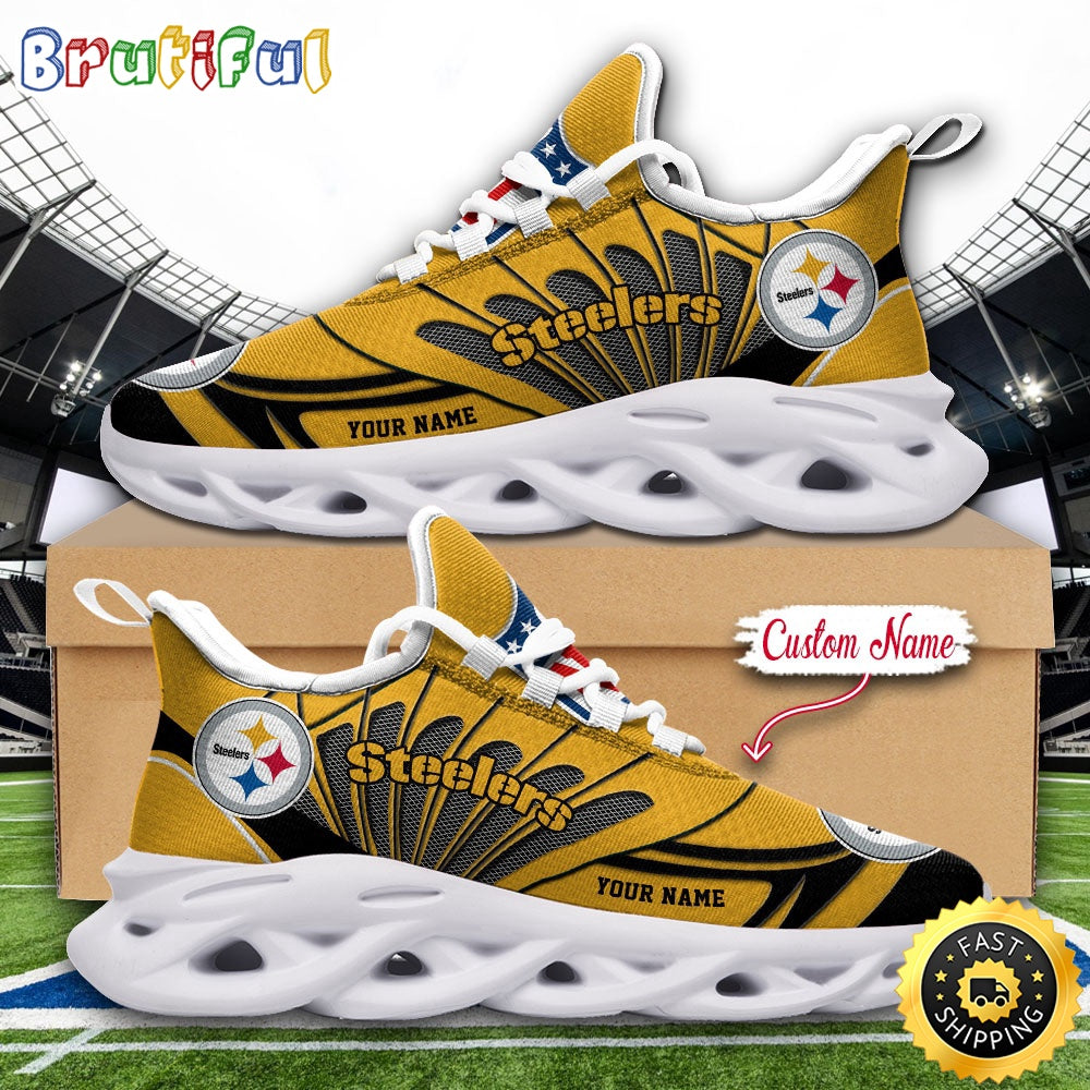 NFL Pittsburgh Steelers Max Soul Shoes Custom Name Football Shoes Sports