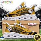 NFL Pittsburgh Steelers Max Soul Shoes Custom Name Football Shoes Sports