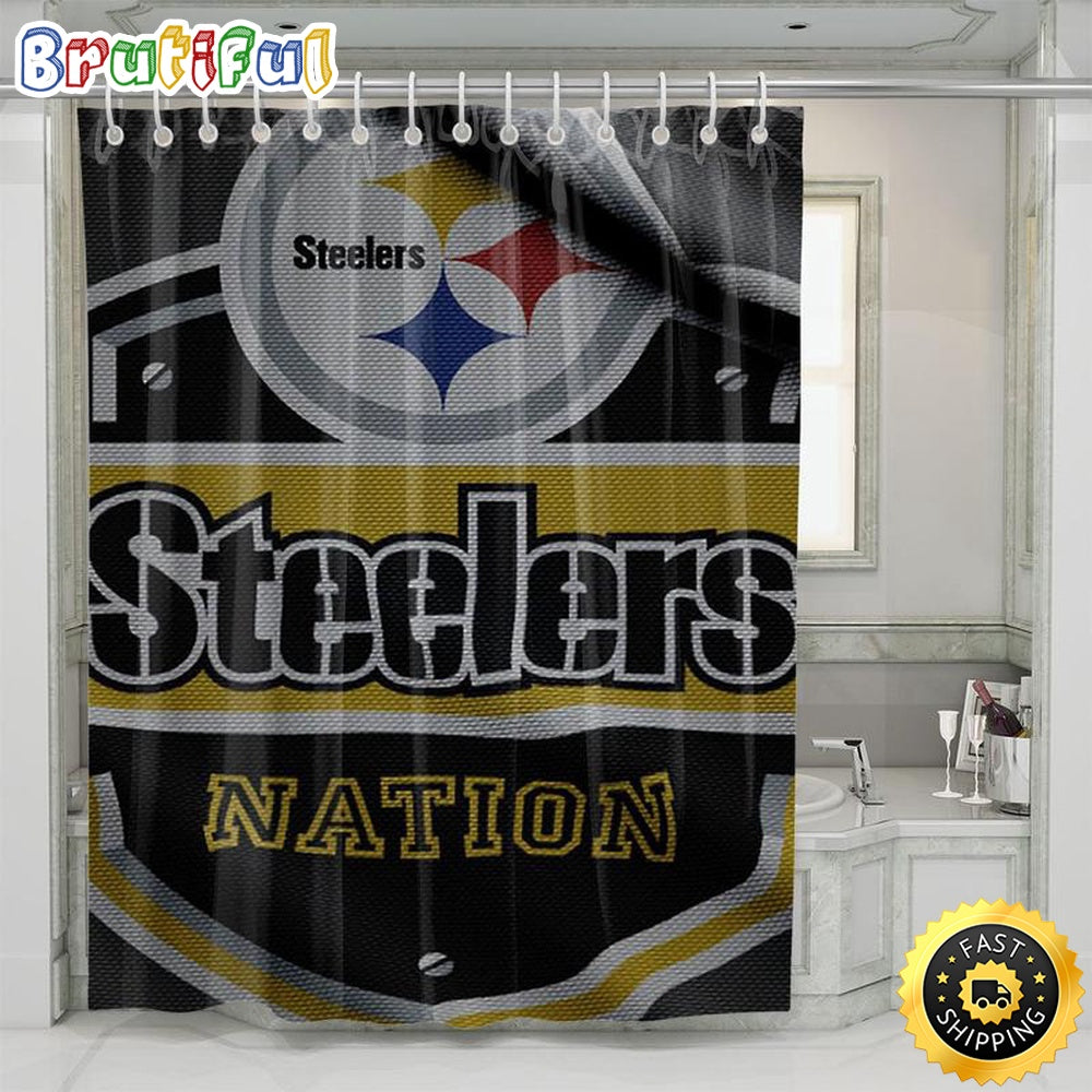 NFL Pittsburgh Steelers Nation Shower Curtain Set For Bathroom Decor