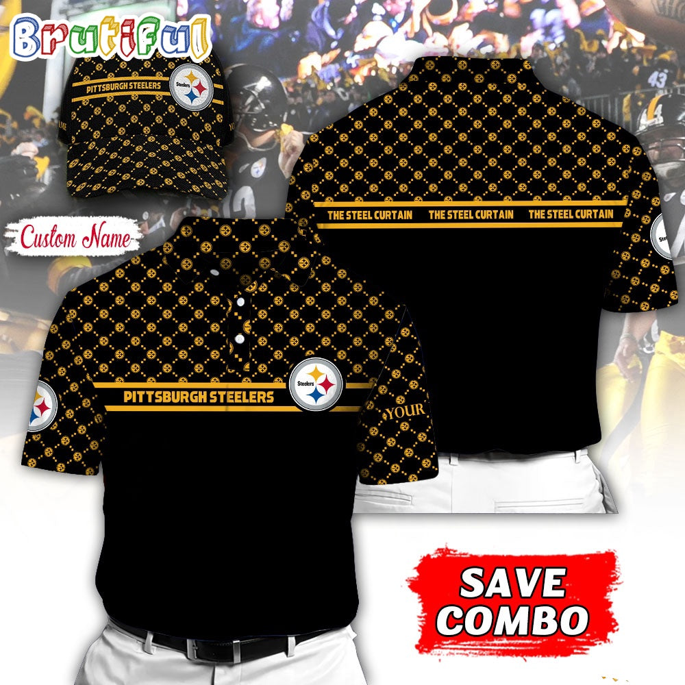 NFL Pittsburgh Steelers Polo Shirt, Custom Football Polo Shirt And Cap