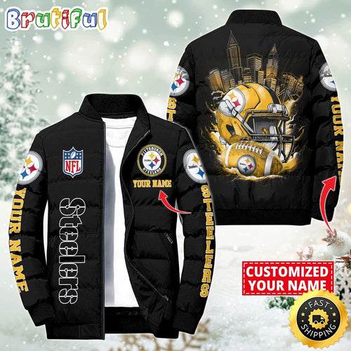 NFL Pittsburgh Steelers Puffer Jacket City Logo Print Jacket For Fans