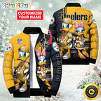 NFL Pittsburgh Steelers Puffer Jacket Donald Duck Custom Jacket