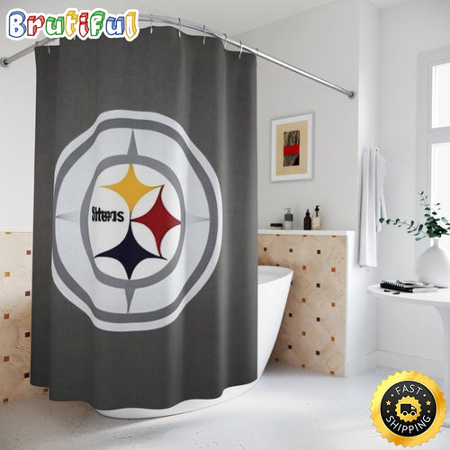 NFL Pittsburgh Steelers Shower Curtain Sport Bathroom Mat Set and Shower Curtain