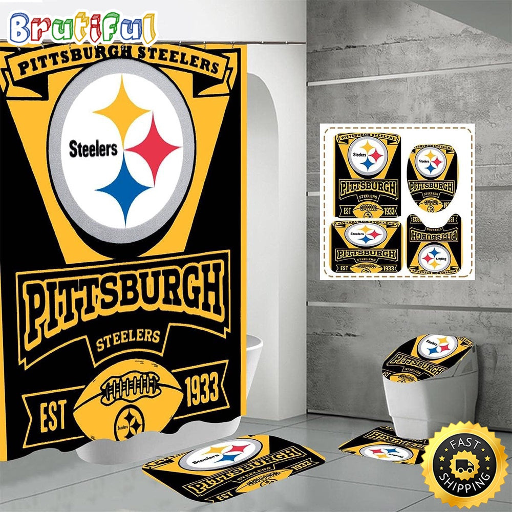 NFL Pittsburgh Steelers Shower Curtain Trendy Bathroom Drapes