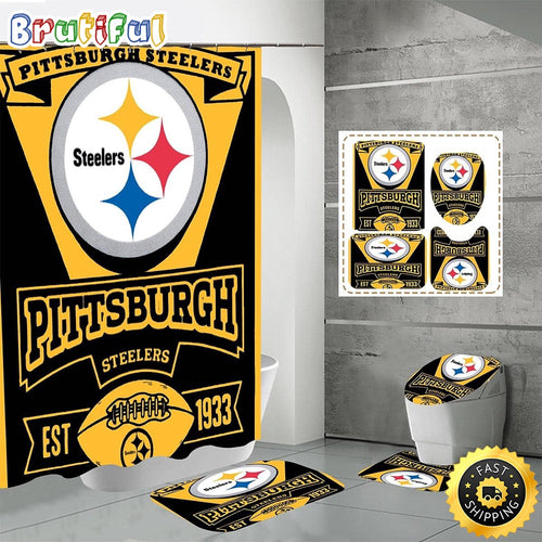 NFL Pittsburgh Steelers Shower Curtain Trendy Bathroom Drapes