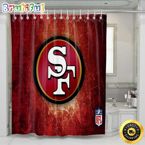 NFL San Francisco 49Ers Shower Curtain Set Bathroom Set For Fans