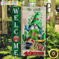NFL San Francisco 49er Garden Flag St Patricks Day Gnome Shamrock Welcome Garden Flag