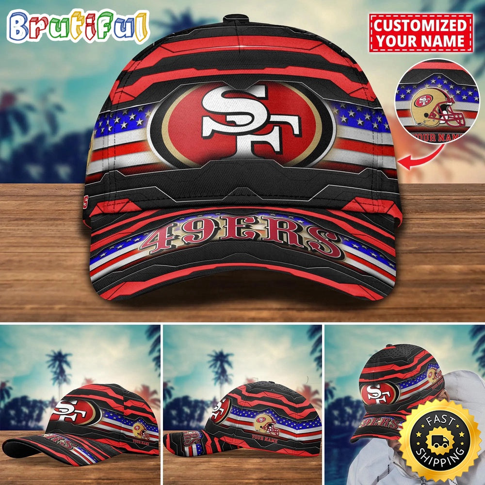 NFL San Francisco 49ers Baseball Cap Flag Custom Name Cap
