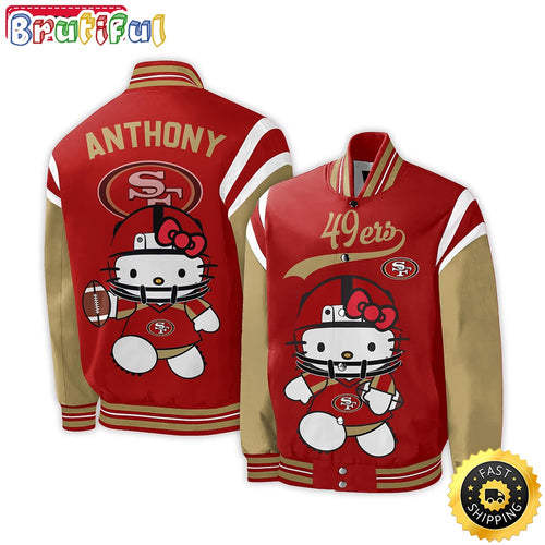 NFL San Francisco 49ers Baseball Jacket Hello Kitty Personalized Baseball Jacket