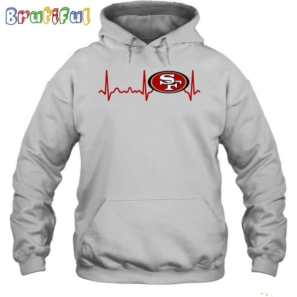 NFL San Francisco 49ers Heartbeat Hoodie Unisex Football T-Shirt Hoodie