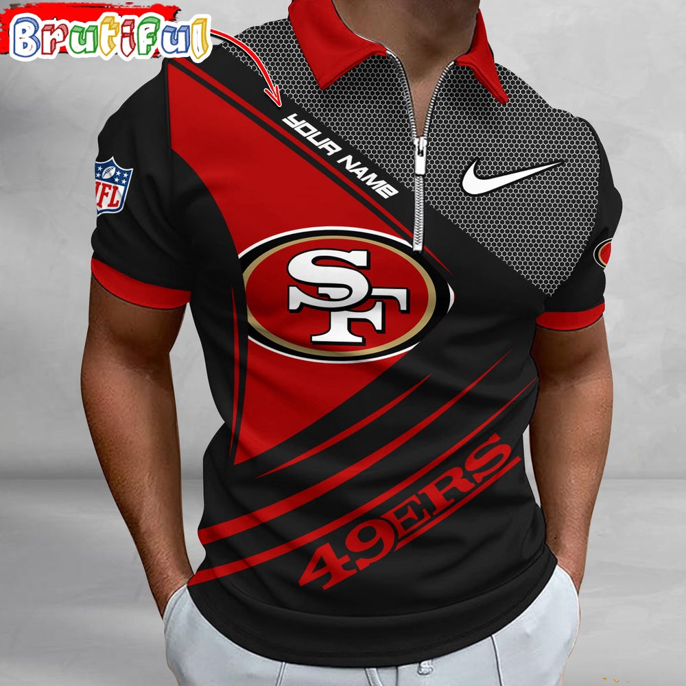 NFL San Francisco 49ers Polo Shirt, Football Sport Zip Polo Shirt