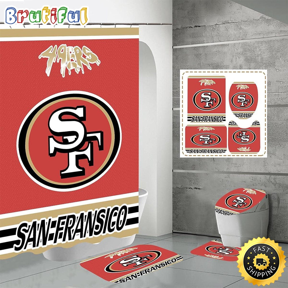 NFL San Francisco 49ers Shower Curtain Modern Bath Curtains