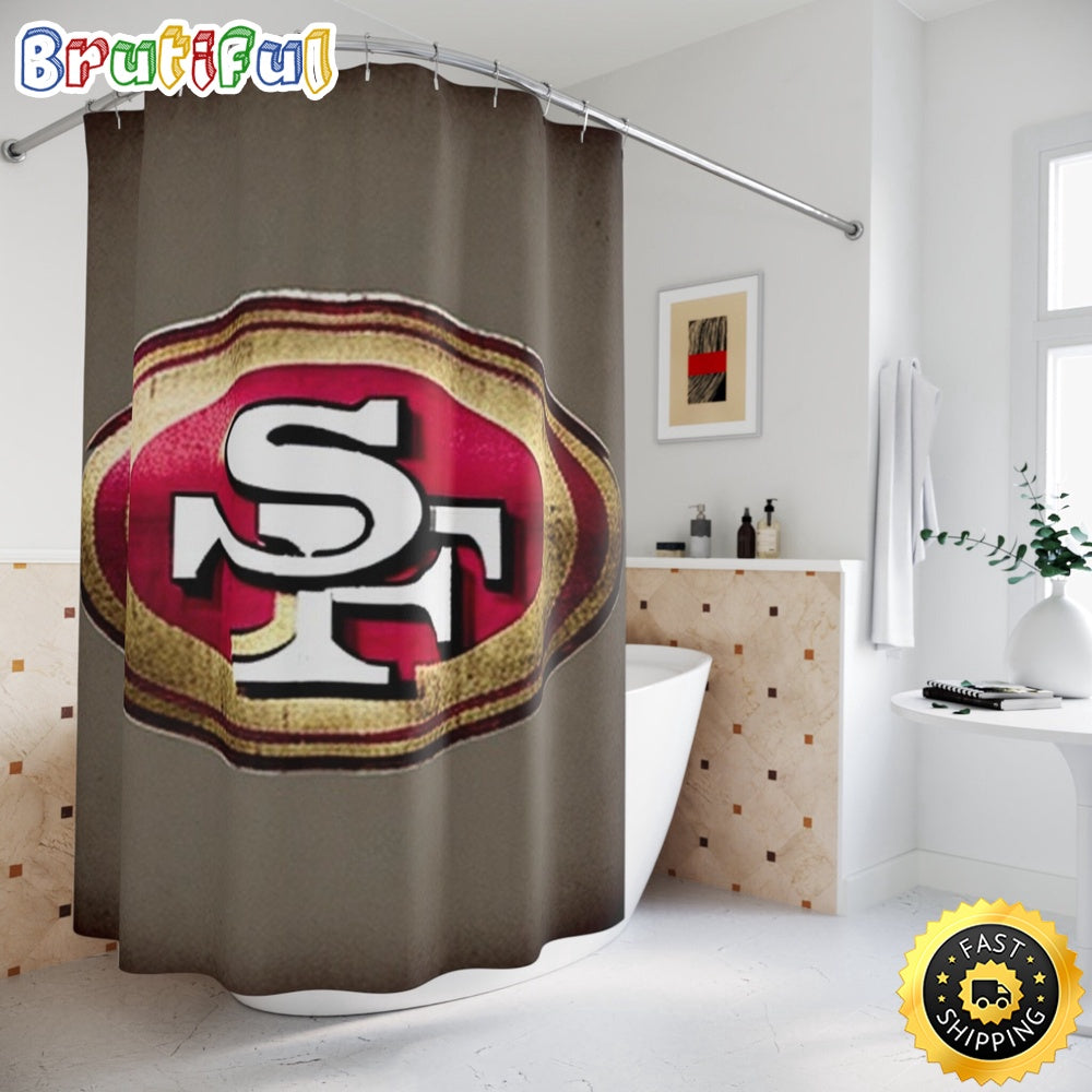 NFL San Francisco 49ers Shower Curtain Sport Bathroom Mat Set and Shower Curtain