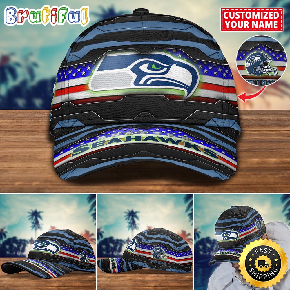 NFL Seattle Seahawks Baseball Cap Flag Custom Name Cap