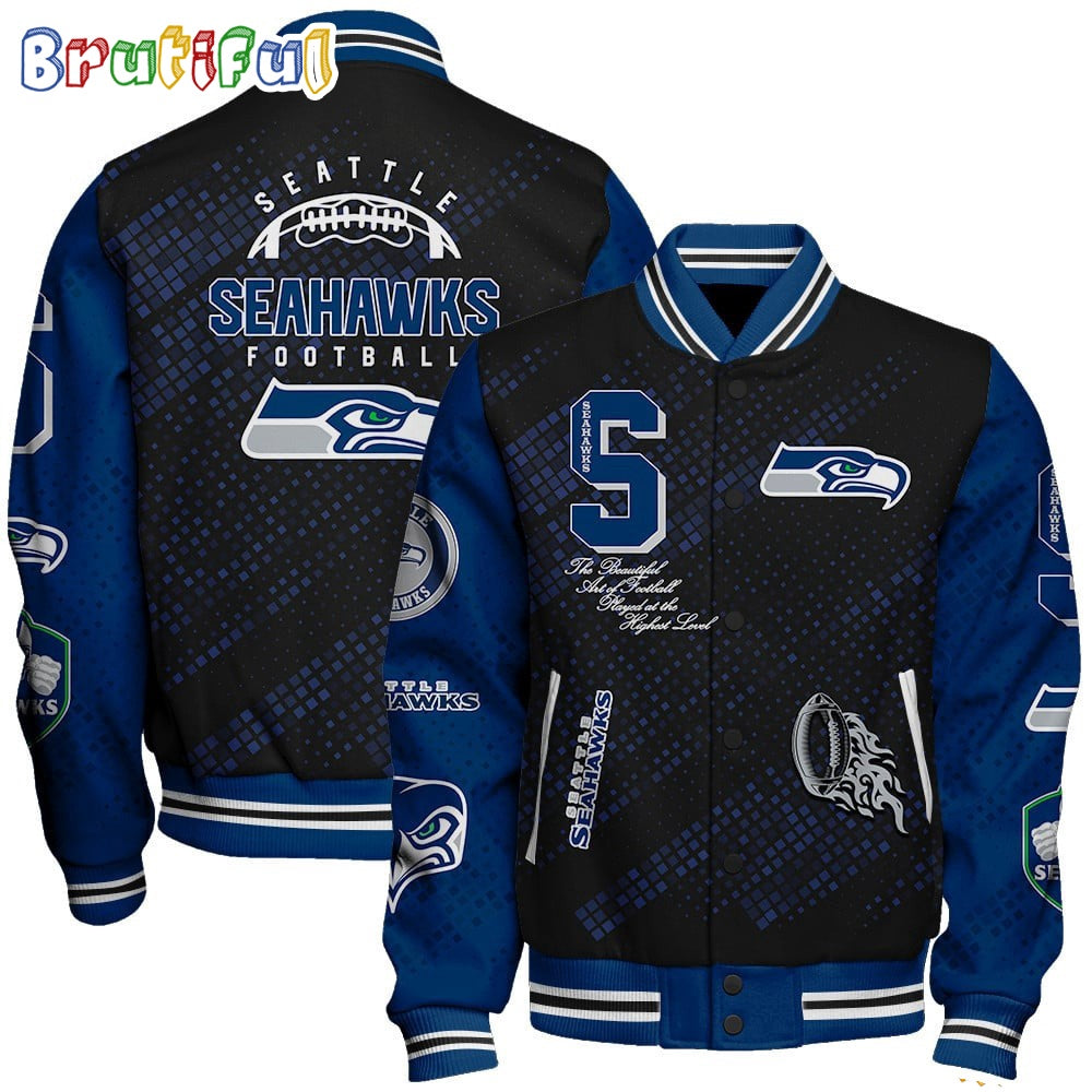 NFL Seattle Seahawks Baseball Jacket Print Logo Team Football Jacket